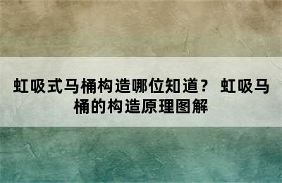 虹吸式马桶构造哪位知道？ 虹吸马桶的构造原理图解